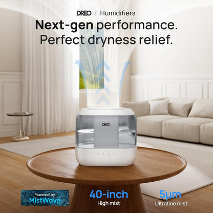 4L Lugbevochtigers 36H Looptyd, 28 dB Stil Koelmis Supersized Groot Kamer, Binne, Naglig, Maklik om Skoon te maak en te Vul - Grys