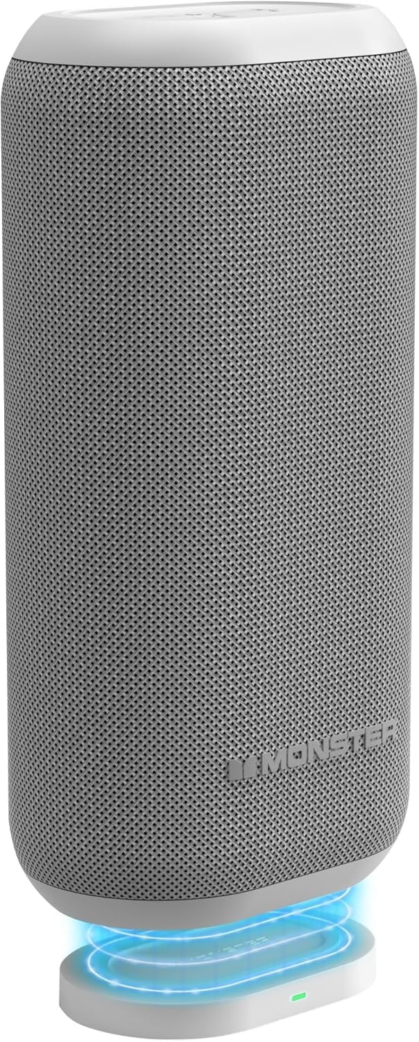 Monster DNA Max Portable Bluetooth Speaker, Loud Speaker with 360 Bass Sound and 10W Wireless Charging Pad, IP67 Waterproof - Indoor and Outdoor Use