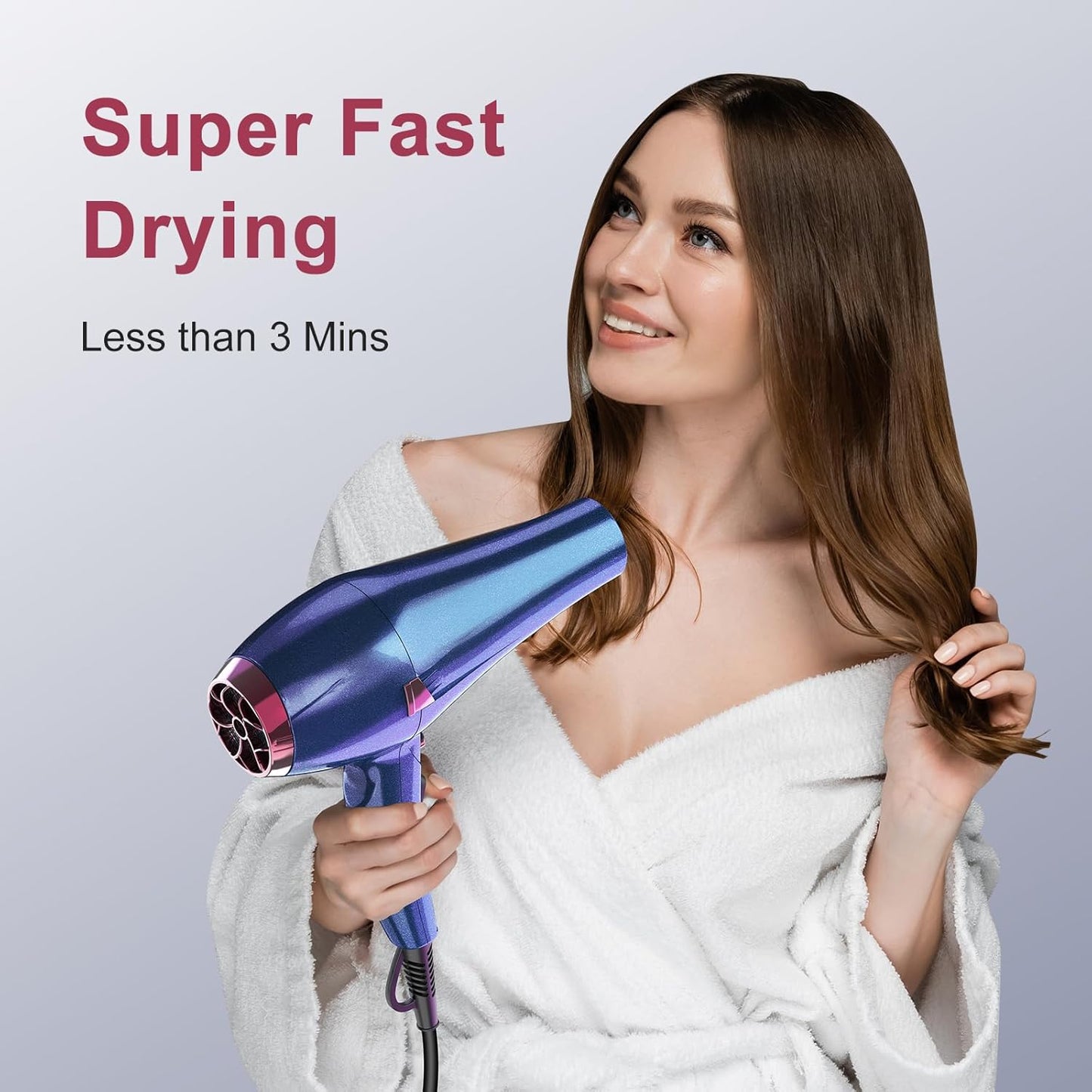 CONFU Haardroër, Professionele Ioniese Salon Haardroër met Diffuser vir Vroue en Mans, 5X Vinnige Droog, Kragtige en Stil Haardroër vir Vinnige & Maklike Stilering (1875 Watt)