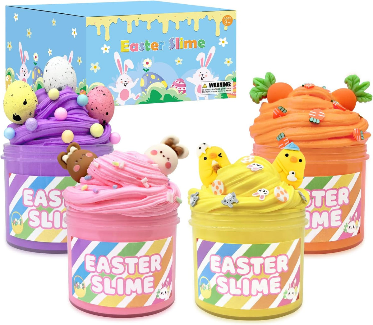 Bulk Easter Slime Party Favors 8 PCS, Easter Basket Stuffers for Kids 8-12