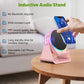 Wireless Induction Audio Bluetooth Speaker, 4 in 1 Phone Stand Speakers Amplifier with Colorful Ambient Light,360° Adjustable Holder - Pink