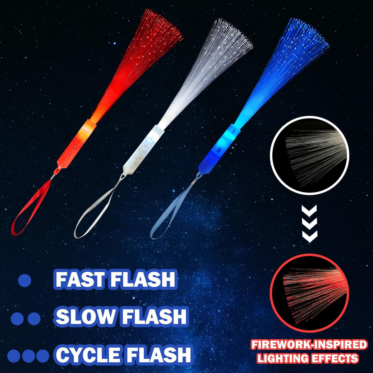 Bulk Party Favors Supplies for Kids-48 Pack, 250th Anniversary Accessories Red White Blue Glow Sticks, Patriotic Light Up Toys Games Decorations