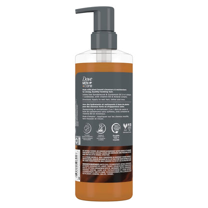 DOVE MEN CARE 2-in-1 Shampoo + Conditioner - Sandalwood & Cardamom Oil for Thick & Full Hair, + Vitamin B3 & Mineral Complex (2PK)