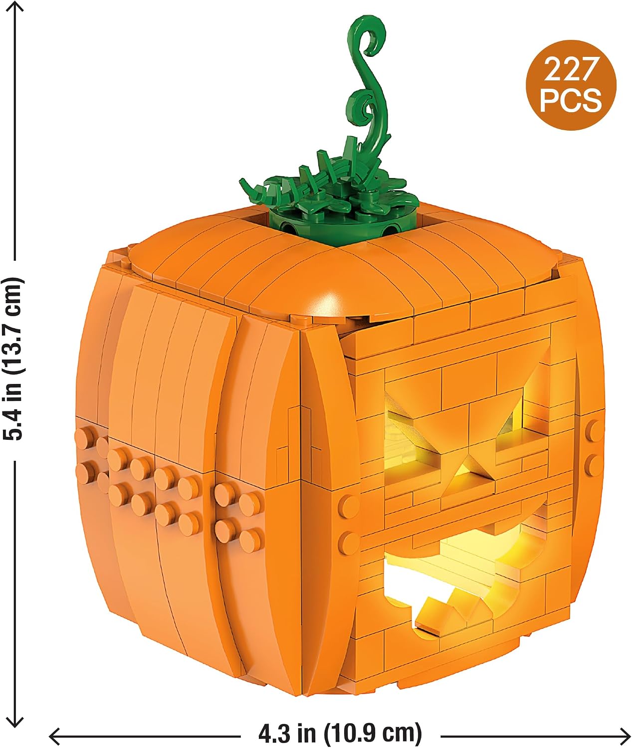 Brickcraft Brick O’-Lantern Building Kit, 233 Pieces | Halloween Pumpkin