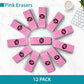 Pink Pencil Erasers – 12-Pack Latex-Free Erasers for Kids, Teachers, School Supplies, Art, and Office Use – Soft, Smudge-Free, Classroom Essentials
