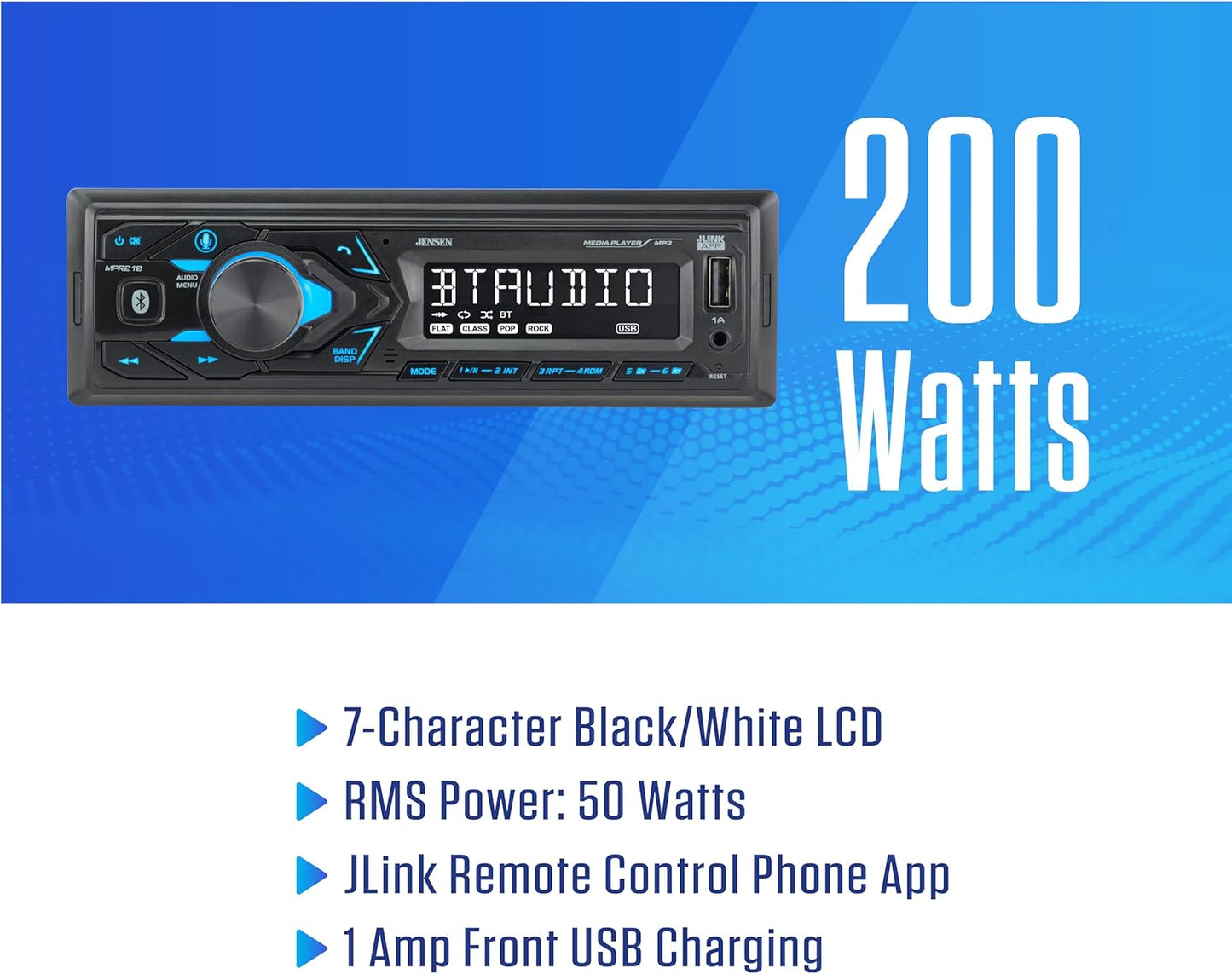 MPR210 LCD Single DIN Car Stereo Radio Bluetooth Hands Free Calling & Music Streaming, AM/FM Radio | USB Playback & Charging