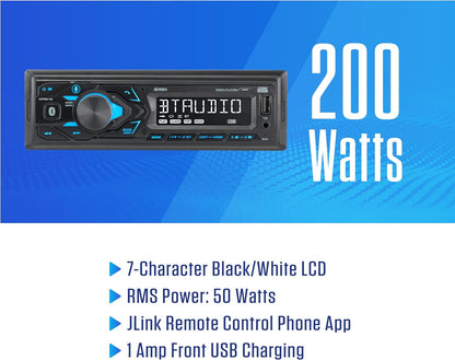 MPR210 LCD Single DIN Car Stereo Radio Bluetooth Hands Free Calling & Music Streaming, AM/FM Radio | USB Playback & Charging