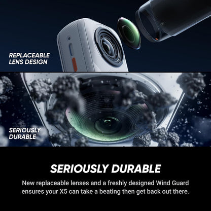 Insta360 X5 Starter Bundle Satin White - Waterproof 8K 360° Action Camera, Leading Low Light, Invisible Selfie Stick Effect, Rugged & Replaceable Lens, 3-Hour Battery, Clear Audio, Stabilization