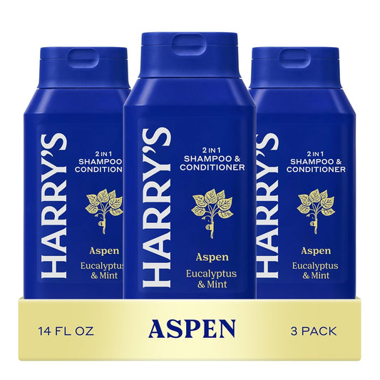 Men's 2 in 1 Shampoo and Conditioner for All Hair Types - Original Aspen Scent  No Parabens or Sulfates (3 Pack) 14 fl oz