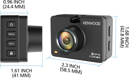 KENWOOD DRV-A310W GPS-paneelkamera, Volle HD-paneelkamera, WDR/HDR-motorkamera met Bluetooth- & Wi-Fi-verbinding, G-sensor, botsingsopsporing, opsionele agterkamera-ondersteuning