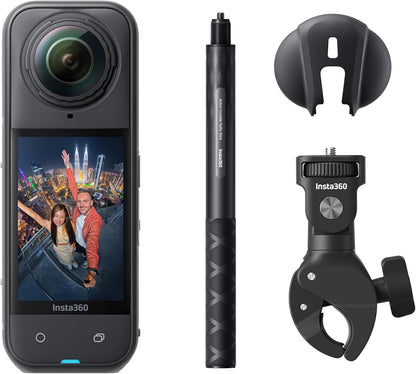 Insta360 X5 Motorcycle Bundle - Waterproof 8K 360° Action Camera, Rugged & Replaceable Lens, 3-Hour Battery, Clear Audio, Stabilization, Invisible Selfie Stick Effect, Leading Low Light