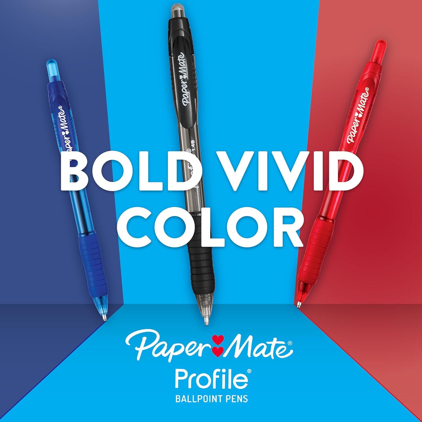 Paper Mate Profile Retractable Ballpoint Pens Bold, 1.4mm, Assorted Colors - (12 Count) - Back to School, Home, Office, Teacher Supplies
