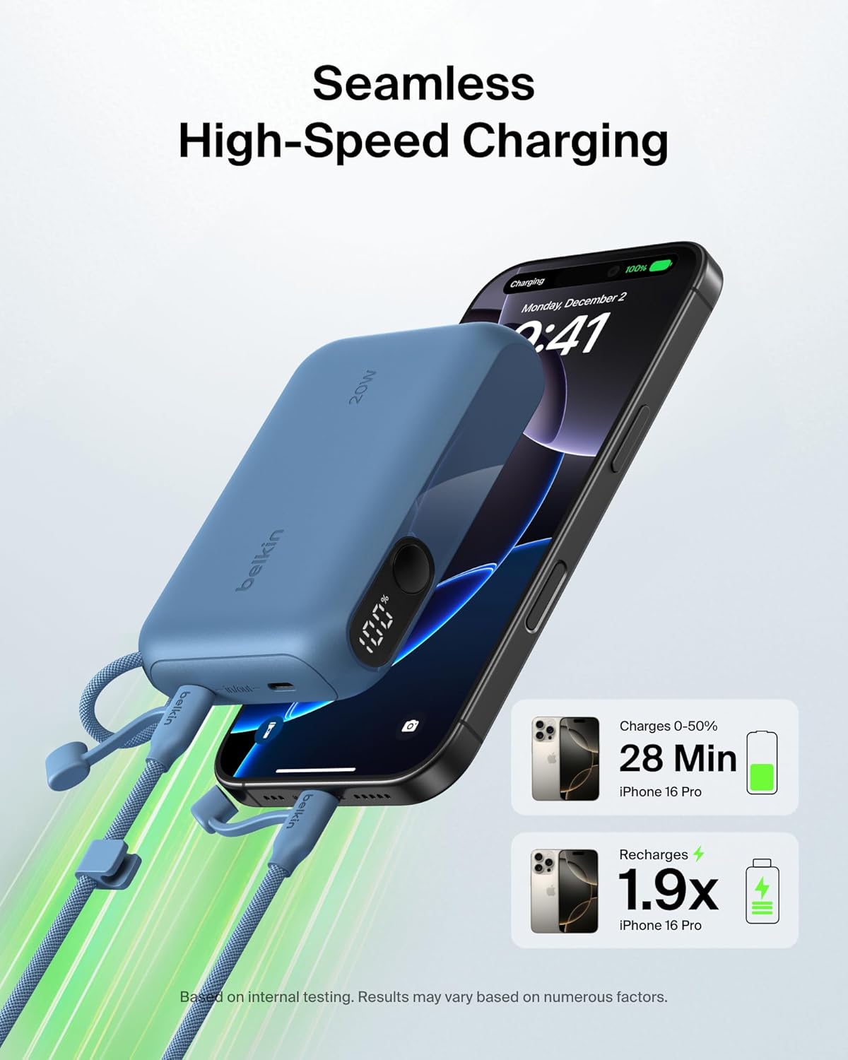 Portable Charger Slim 10,000mAh USB-C Power Bank - (Blue)