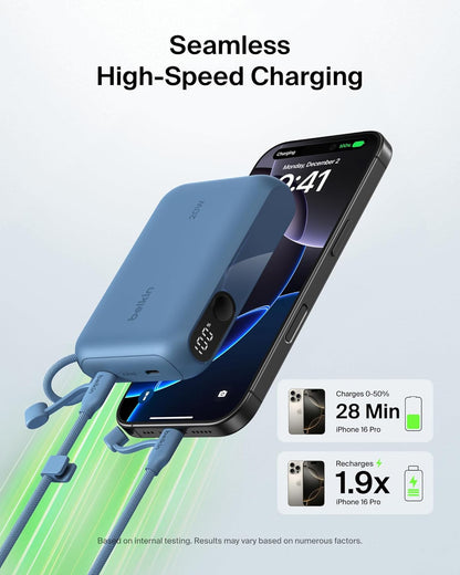 Portable Charger Slim 10,000mAh USB-C Power Bank - (Blue)