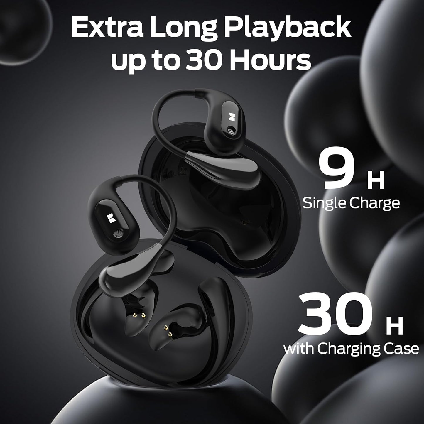 Monster Open Ear Headphones, Bluetooth 5.4 Earphones Wireless - Touch Control, IPX6 Waterproof Open Ear Earbuds (Black)