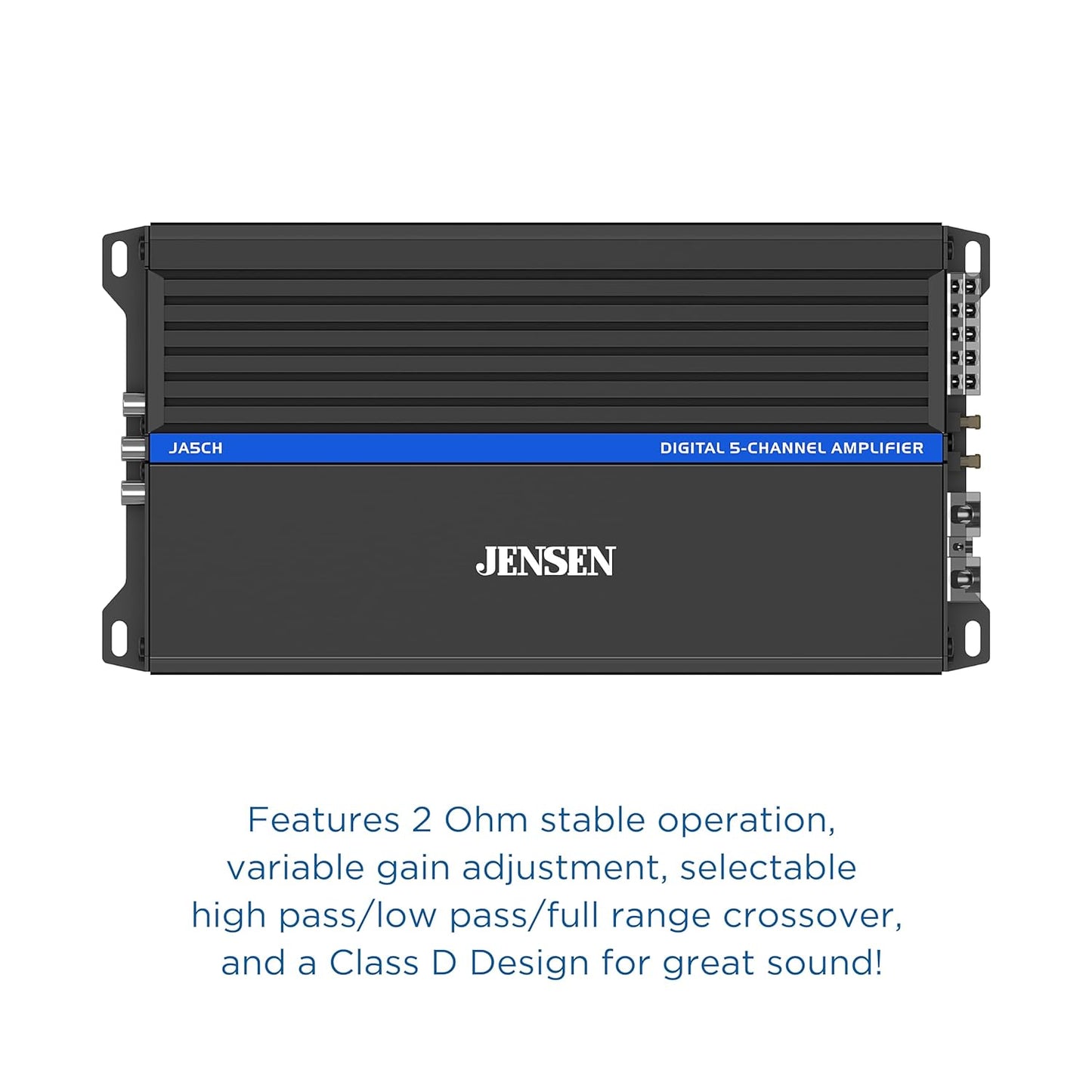 JA-Series JA5CH High Performance Class-D Bridgeable 5-Channel Car Audio Amplifier 1,500 Watts Peak Power | Efficient Compact Design