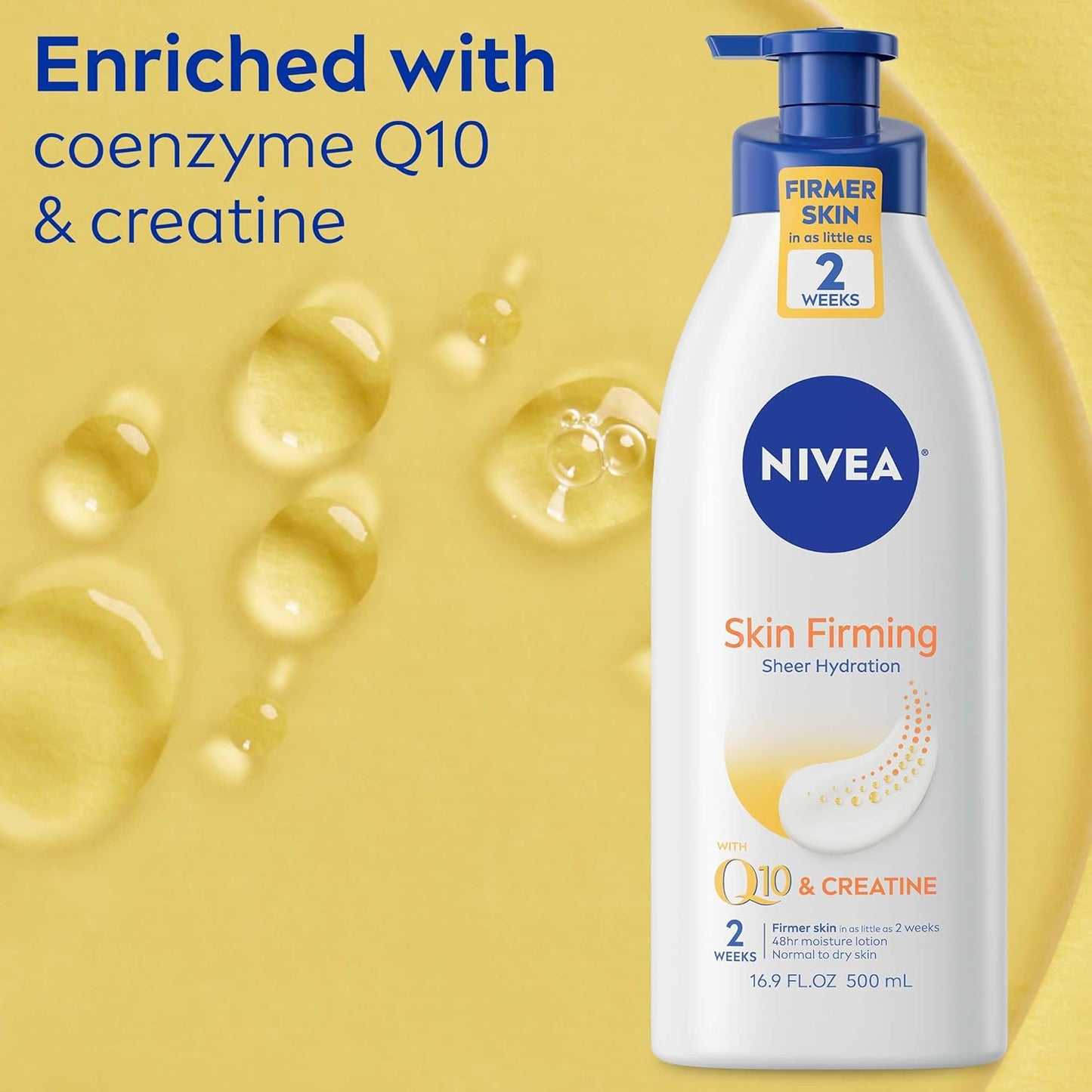 NIVEA Skin Firming Hydrating Body Lotion - With Q10 For Normal Skin - 16.9 fl. oz. Pump Bottle (2PK)