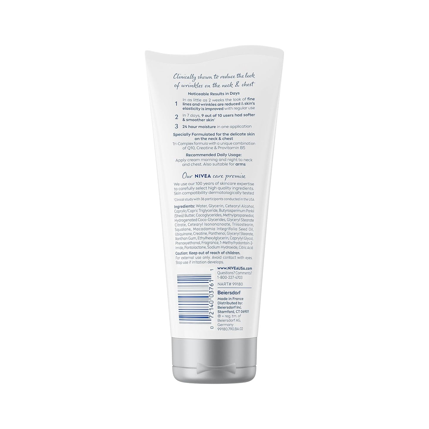 NIVEA Skin Firming & Anti Wrinkle Neck & Chest Cream with Coenzyme Q10, Creatine and Provitamin B5, Skin Firming Cream Reduces the Look of Fine Lines and Wrinkles, 6.7 Oz -1 Tube