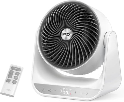 Verwarmer 714, 60° Vertikale & 90° Horisontale 3D Ossillerende Verwarming, 12 vt/s Langafstand-Sirkuleerder, 3 Hitte- & 3 Waaierventilatorinstellings, vir Binnenshuis – Wit