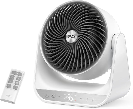 Heater 714, 60° Vertical & 90° Horizontal 3D Oscillating Heating, 12 ft/s Long-Range Circulator, 3 Heat & 3 Fan Settings, for Indoor - White