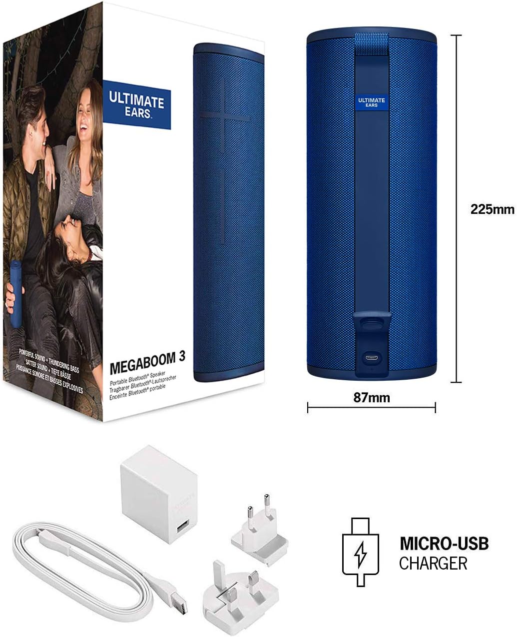 Ultimate Ears MEGABOOM 3 Portable Wireless Bluetooth Speaker (Powerful Sound + Thundering Bass, Bluetooth, Magic Button, Waterproof, Battery 20 Hours) - Lagoon Blue