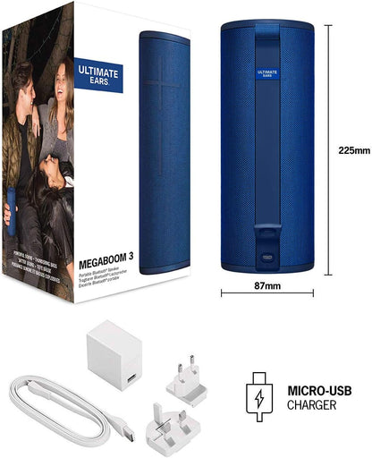 Ultimate Ears MEGABOOM 3 Portable Wireless Bluetooth Speaker (Powerful Sound + Thundering Bass, Bluetooth, Magic Button, Waterproof, Battery 20 Hours) - Lagoon Blue