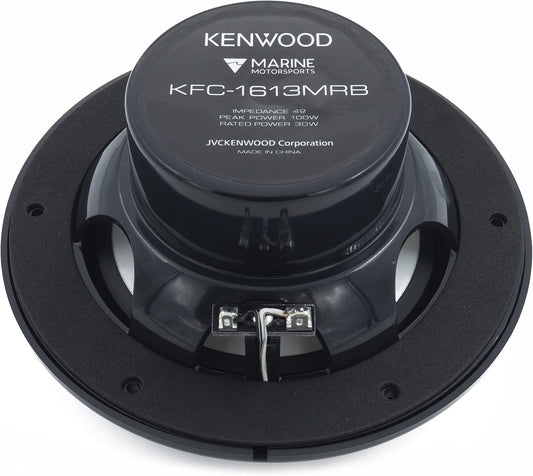 Kenwood KFC-1613MRB/W 6.5 Duim 2-Rigting Koaksiale Waterdigte Mariene/Motorsport/Motorluidsprekers, Paar, 4 Ohm, 100 Piek Watts (Swart)