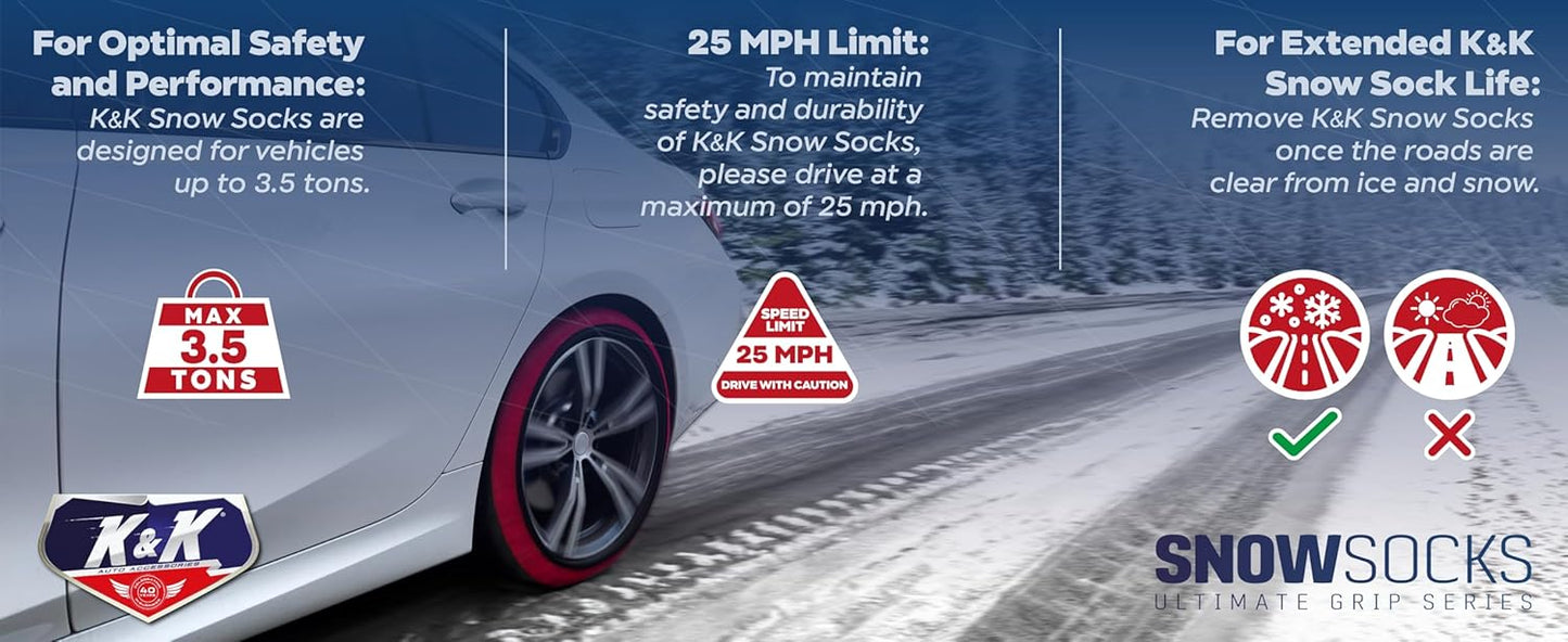 Snow Socks Tires Pro Series Ultimate Grip Sneeu-trekkragtoestel - Motors/SNV's Winter Noodtoerusting (XL)