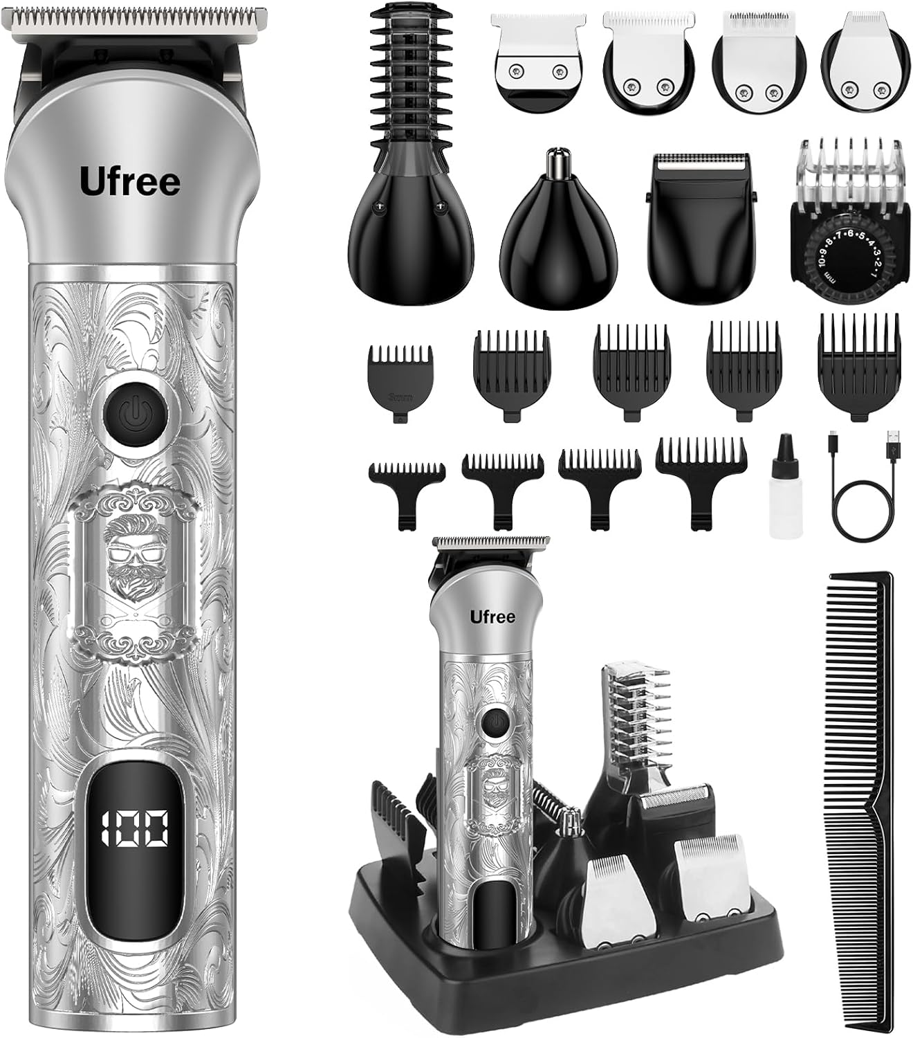 Beard Trimmer for Men, Electric Razor Shavers, Cordless Hair Clippers, 7 in 1 Beard Grooming Kit for Mustache, Body, Nose and Facial, Gifts for Men
