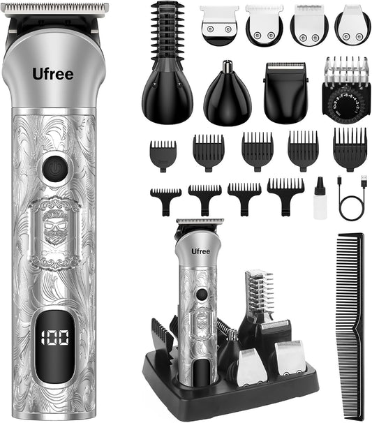 Baardtrimmer vir Mans, Elektriese Skeerapparaat, Koordlose Haarknipper, 7-in-1 Baardversorgingsstel vir Snor, Liggaam, Neus en Gesig, Geskenke vir Mans