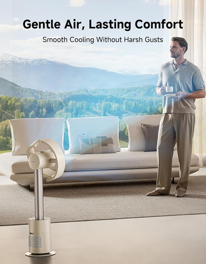 Bladeless Tower Fan MF10 w/ 270° Spatial Airflow Smart Standing Fan Circulation, 59ft/s High Velocity, 10 Speeds 3 Modes, Temperature-Adaptive Airflow - (Beige)