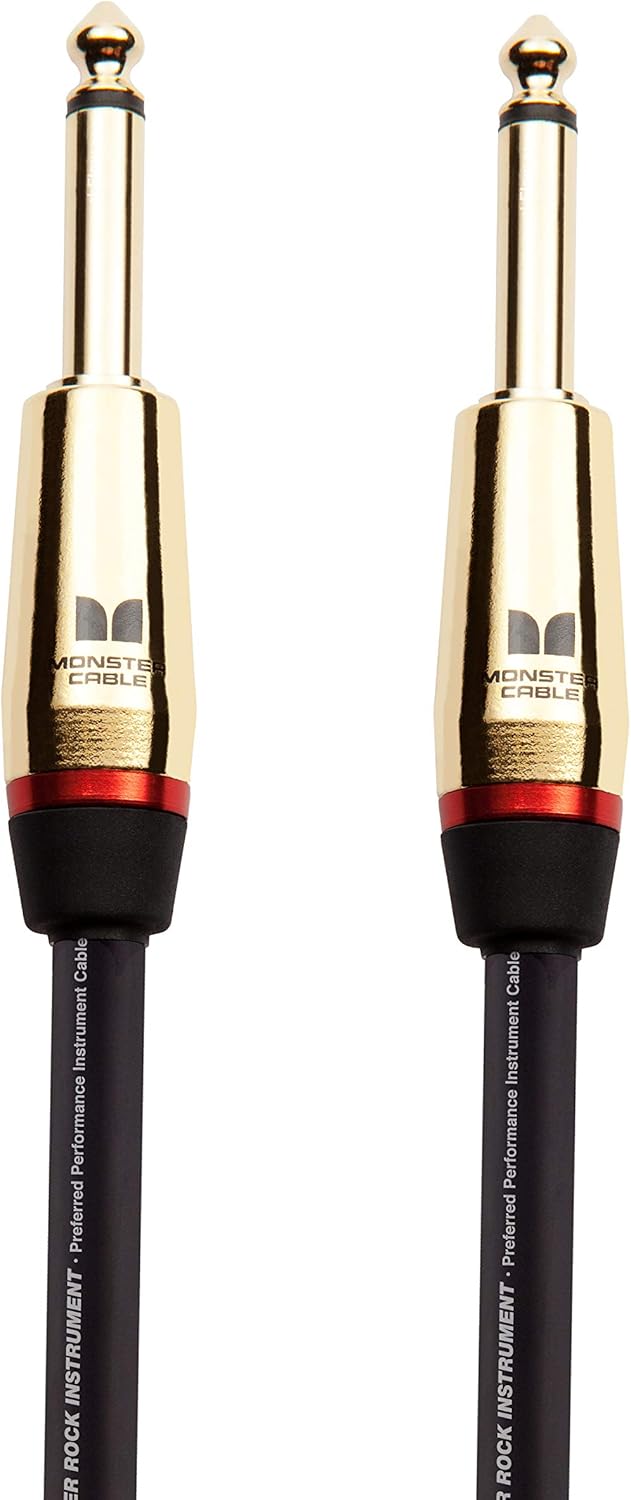 Monster Prolink Rock Instrument Cable. 6 ft Straight to Straight Monster Guitar Cable. For Electric Guitar Cable. 95% Copper Braided Shielded Guitar Cable