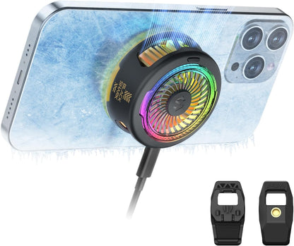 Black Magnetic Phone Cooler for Gaming with RGB Lights, Portable Magnetic Cooling Fan with App Control for iPhone Magnetic Series and iPad (Copy)
