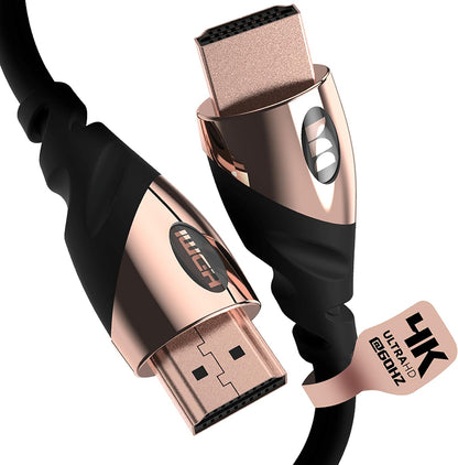 Monster Rosegoud HDMI-kabel 4K Ultra HD — Xbox Series X, PlayStation 5, Nintendo, Apple TV HDMI-kabel — 24K Goue Kontakte, Hoëspoed 21 Gbps, 60/120 Hz, Duraflex-bedekking (1.2m)