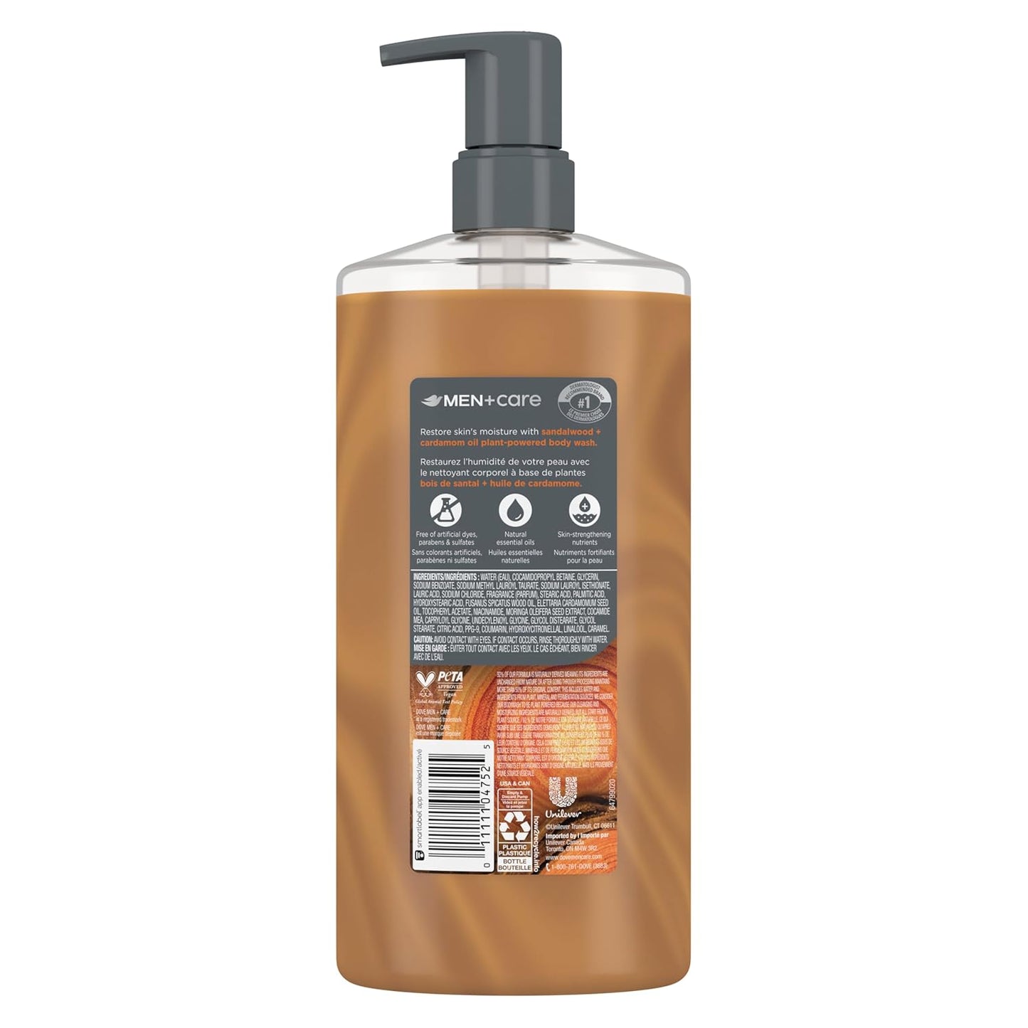 DOVE MEN CARE Moisturizing Body Wash Sandalwood & Cardamom Oil Plant-Based (26oz) - 2PK