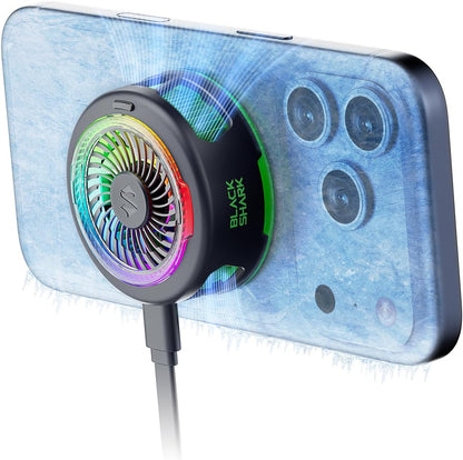 Magnetic Cell Phone Cooler for Gaming, Portable Mobile Phone Cooling Fan with RGB Light, App-Controlled Cellphone Radiator for iPhone Magnetic Series/iPad (Black)
