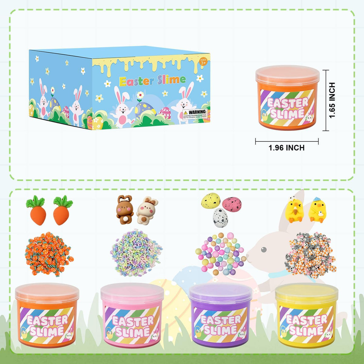 Bulk Easter Slime Party Favors 8 PCS, Easter Basket Stuffers for Kids 8-12
