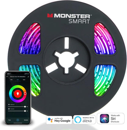 LED Strip Short Wi-Fi Multi-Color LED Light Strip Monster 6.5Ft, Smart App, Customizable Settings, Any Space, Voice-Control, Alexa, Google Assistant, Easy Installation