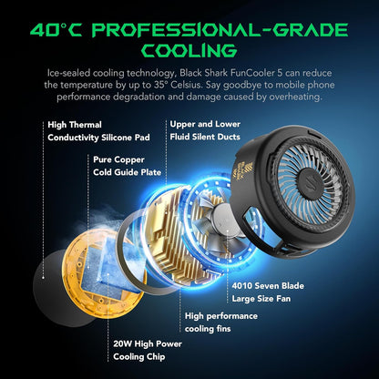 Black Magnetic Phone Cooler for Gaming with RGB Lights, Portable Magnetic Cooling Fan with App Control for iPhone Magnetic Series and iPad (Copy)