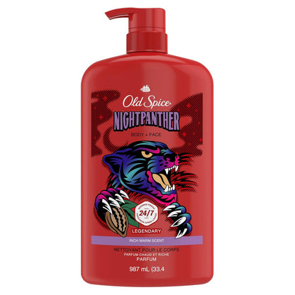 Old Spice Cleansing Body Wash for Men, 3X Defense, 24/7 Shower Fresh with Lasting Scent, 2-in-1 Body & Face Wash (Night Panther w/ Rich Warm Scent)