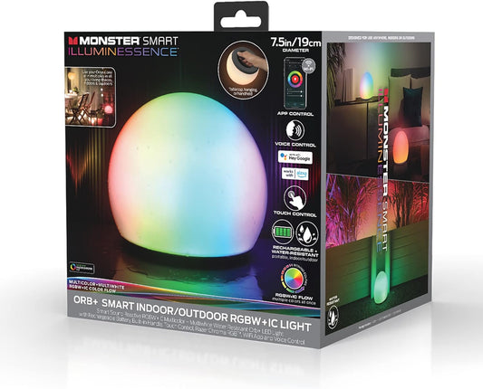 Monster LED 7-duim Bol Kleurvloei Slim Draagbare LED Ligbal, Binne/Buite Gebruik, Mobiele Toepbeheer Versoenbaar met Alexa, Siri en Google Assistant