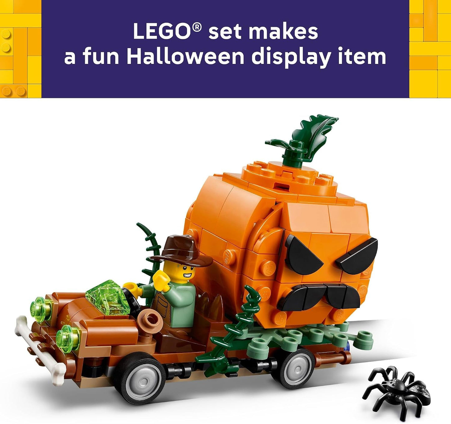 LEGO Jack-O'-Lantern Pickup Truck Building Toys for Boys & Girls, Ages 8+, Halloween Decor & Craft - (177 PCS)