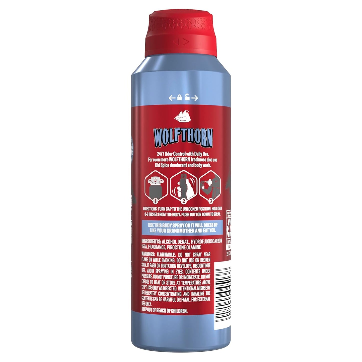 Old Spice Aluminum Free Body Spray for Men, 24/7 Odor Protection, Cologne Quality - Wolfthorn w/ Sweet Citrus Scent (Pack of 3)