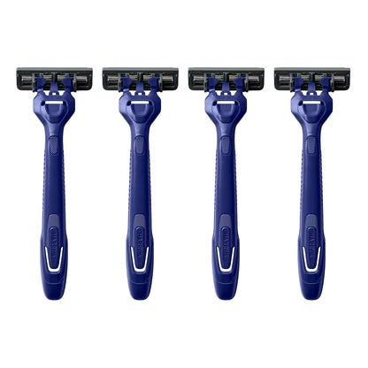 Men's Disposable Razors, 3-Blade Razors with Lubricating Strip and Pivoting Head (4 Count)