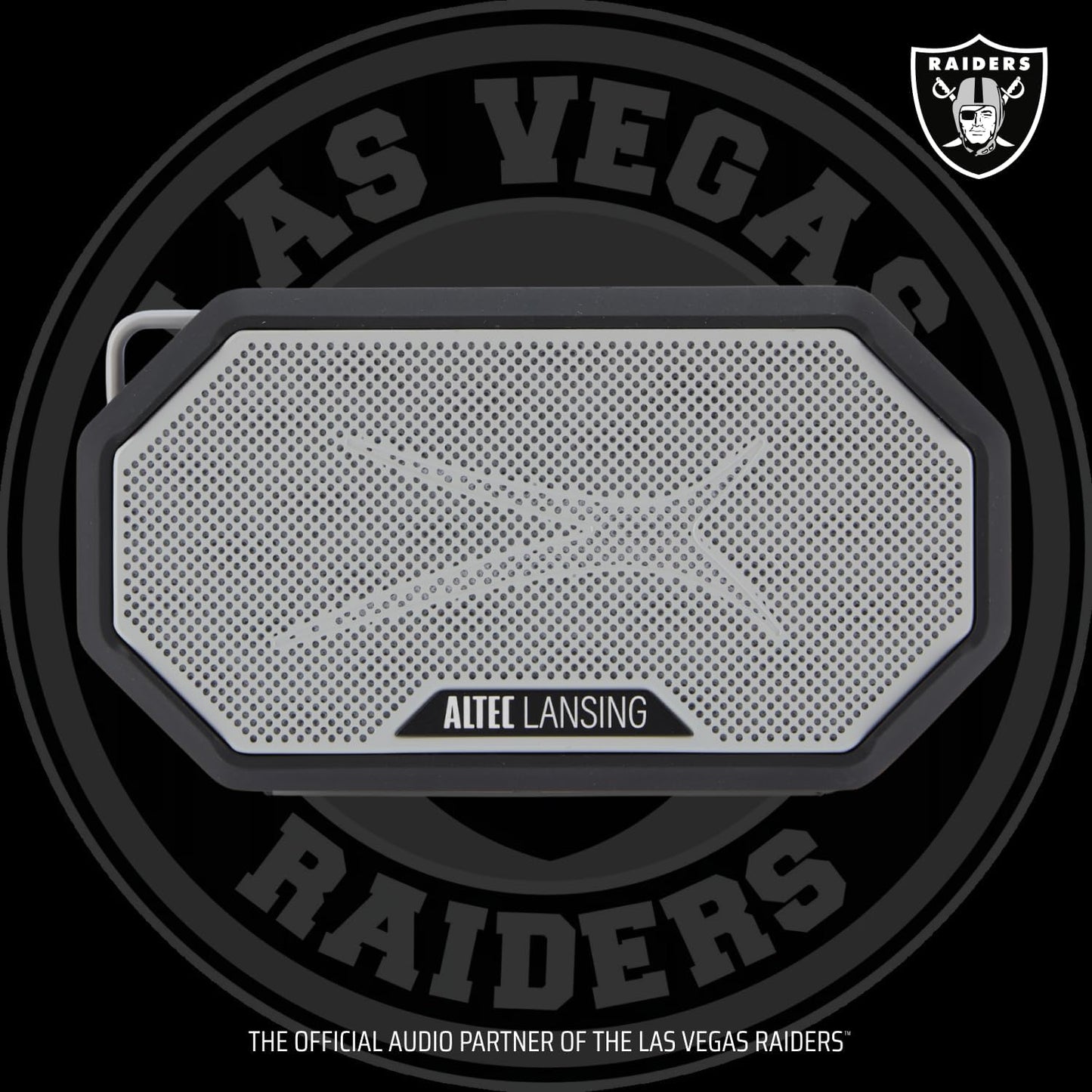 Altec Lansing x Las Vegas Raiders - Draagbare Bluetooth-luidspreker HYDRAMINI 2.0, IP67 Waterdig, 8W Uitset, 12h Speeltyd, USB-C Vinnig Laai, Stemassistent-integrasie (Las Vegas Raiders)