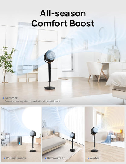 Dreo Waaier 120° Ossillerend, Stil Staander met DC Motor, 9 Spoed, 4 modusse, 37-42" Verstelbare Hoogte, 9H Tymer - Swart