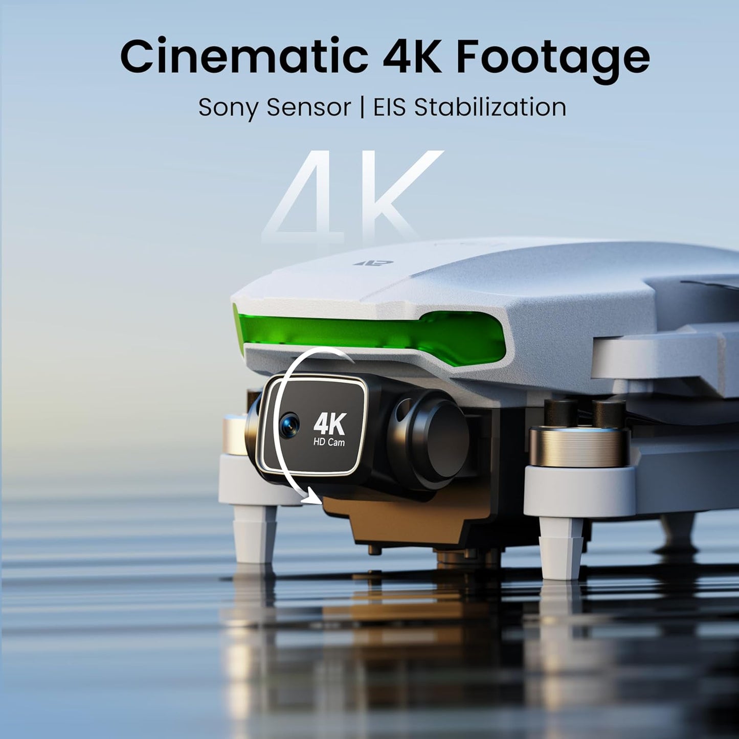 Drone w/ EIS 4K Camera, GPS Drone 5.0" Screen on Controller, 10KM Long Range, AI Track & Orbit Mode - Lightweight (Foldable)