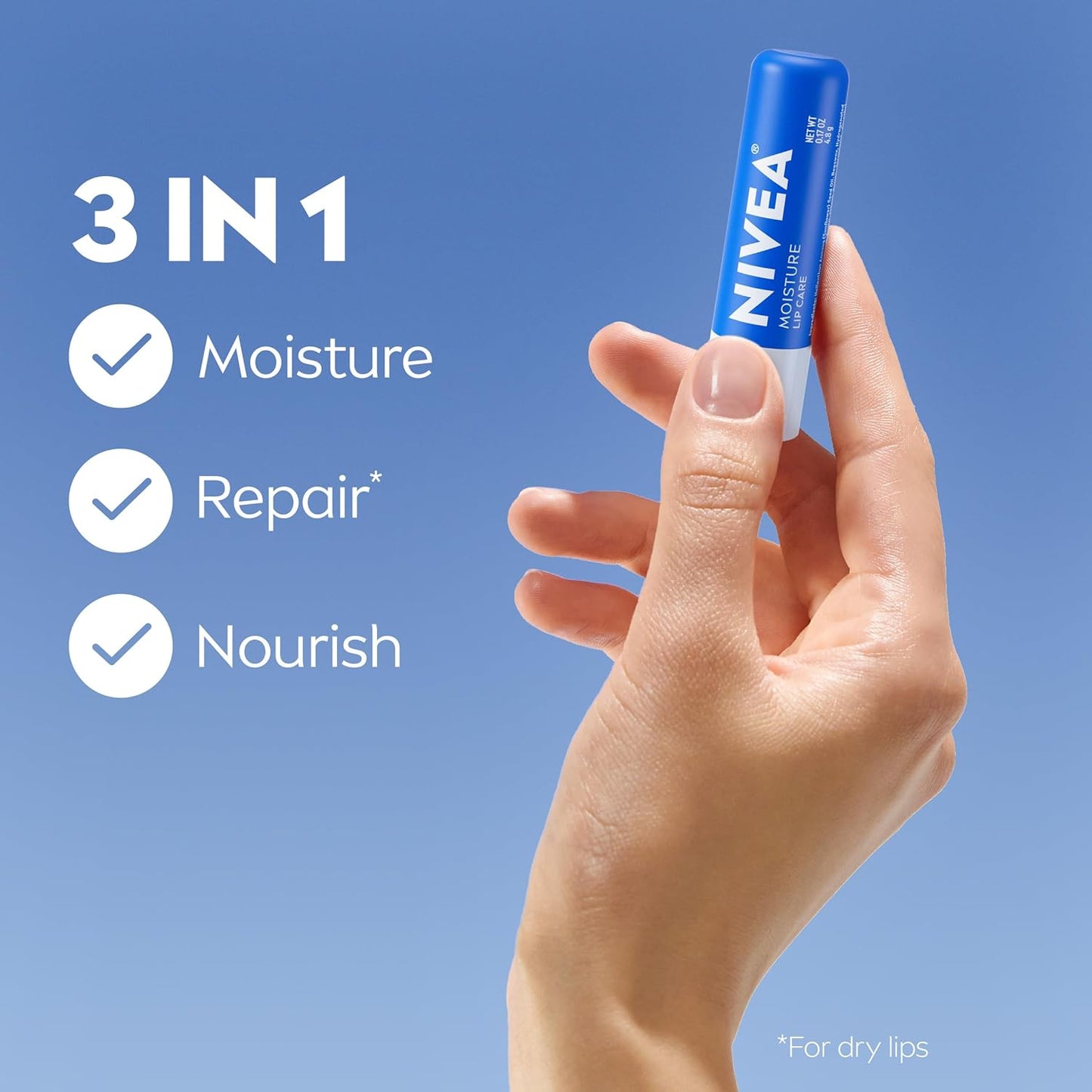 NIVEA Skin Care Set, Essentially Enriched Body Lotion Pack (2 x 16.9 Fl Oz) + Moisture Lip Care Lip Balm Set (4 x 0.17 Oz), Dermatologically Tested for Skin Compatibility