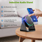 Wireless Induction Audio Bluetooth Speaker, 4 in 1 Phone Stand Speakers Amplifier with Colorful Ambient Light,360° Adjustable Holder - Black