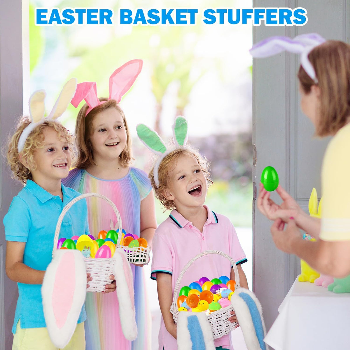 Easter Basket Essentials for Kids, 36 PCS Mochi Squishy W/ 36 Plastic Eggs